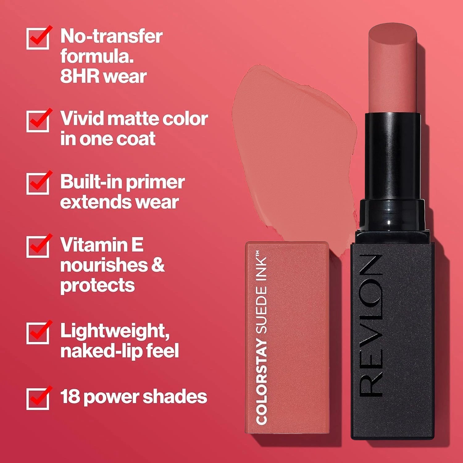 Revlon ColorStay Suede Ink Matte Lipstick – 005 Hot Girl | 8HR No Transfer Lip Color