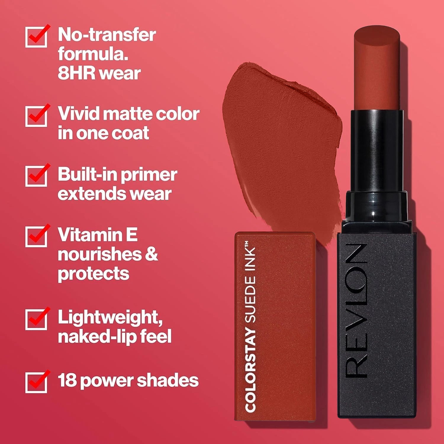 Revlon ColorStay Suede Ink Matte Lipstick – 006 In The Money | 8HR No Transfer Lip Color