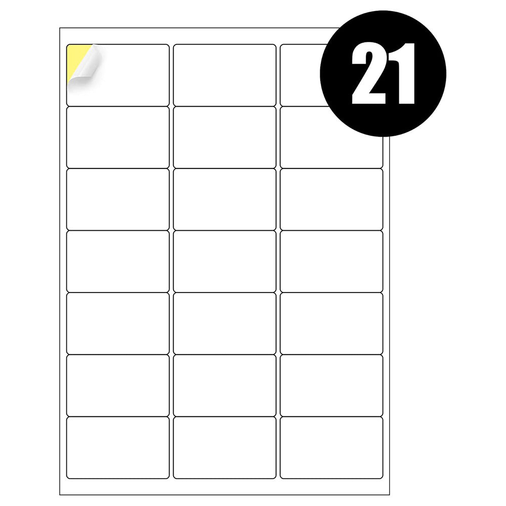 21 Address Labels per A4 Sheet – 25 Sheets Self Adhesive Printer Labels